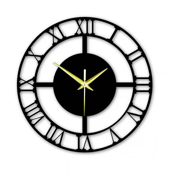 Vintage Roman | MDF Wall Clock |  Non-ticking | Luxury Wall Clock | Silent Quartz | Modern Aesthetic Design | Ideal for Living Room Kitchen, Bedroom, Office, School