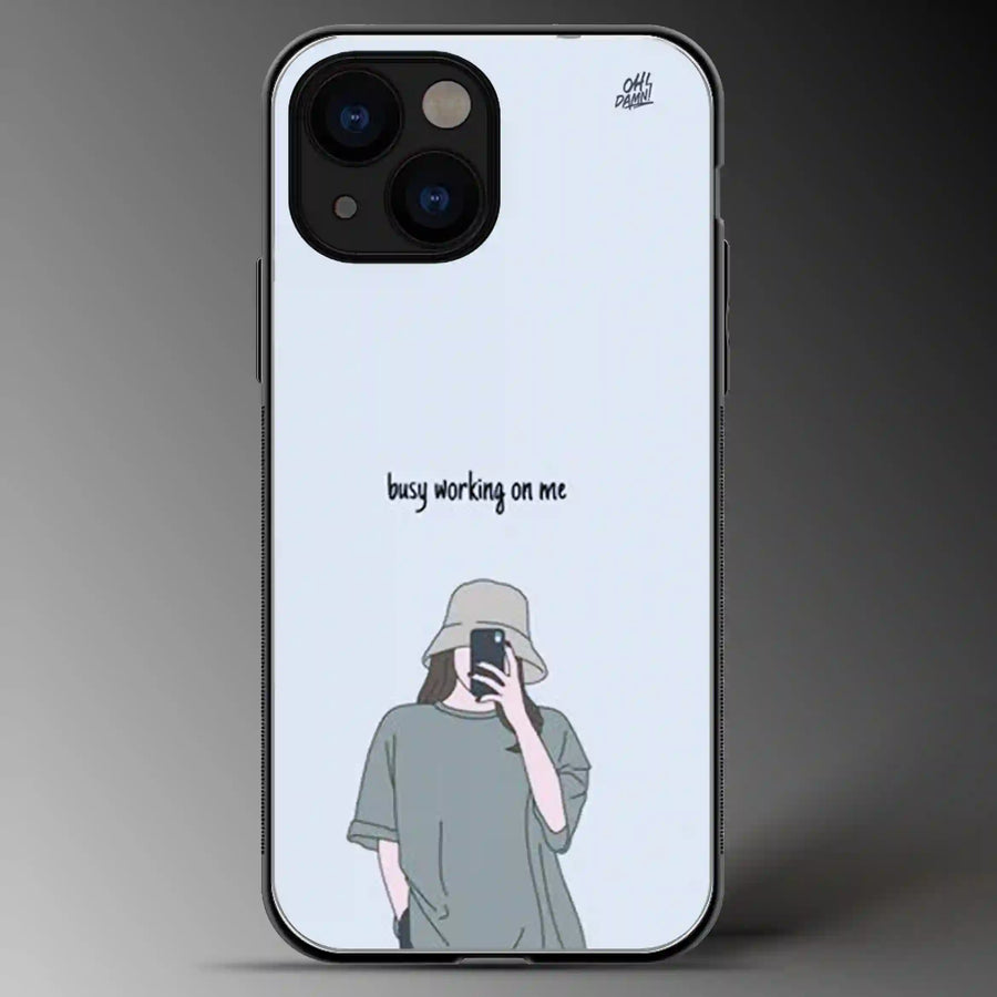Busy Working on Me | Abstract | Colored | Glass Phone Cover | Mobile Cover (Case) | Back Cover