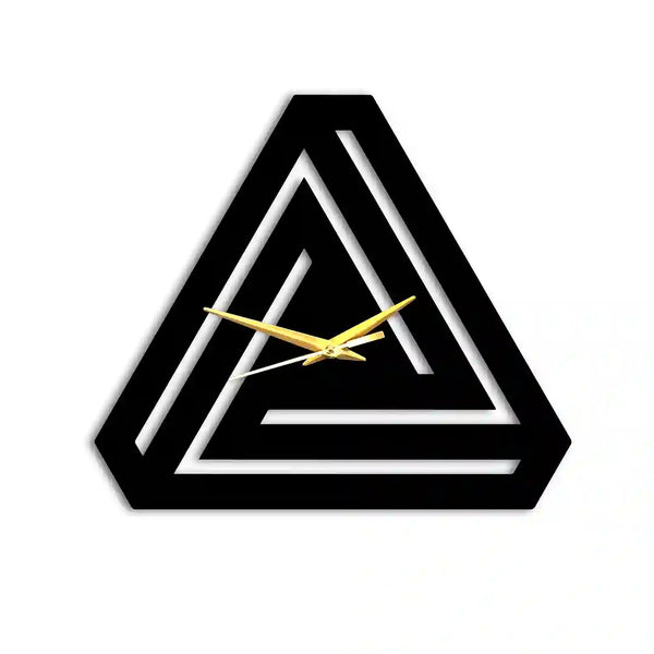 Triangle Pattern | Bold Black | MDF Wall Clock |  Non-ticking | Luxury Wall Clock | Silent Quartz | Modern Aesthetic Design | Ideal for Living Room Kitchen, Bedroom, Office, School