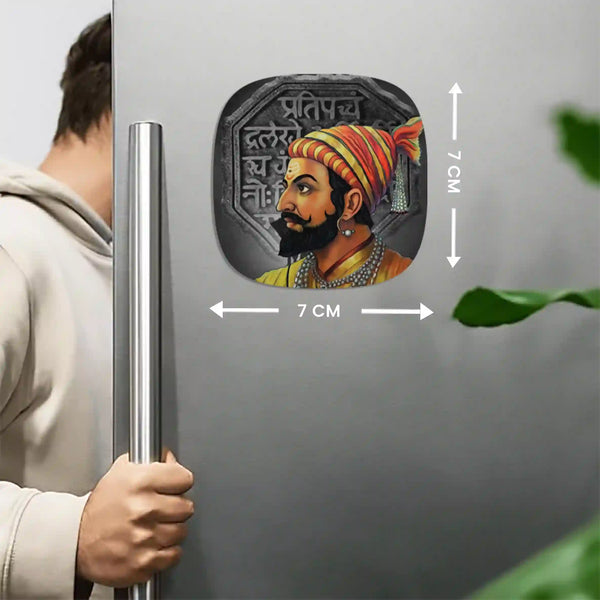 Shivaji Maharaj | Wooden Decorative Printed Fridge Magnet | Gift for Husband, Wife, Girlfriend, Boyfriend, Home Decor, Fridge Decor